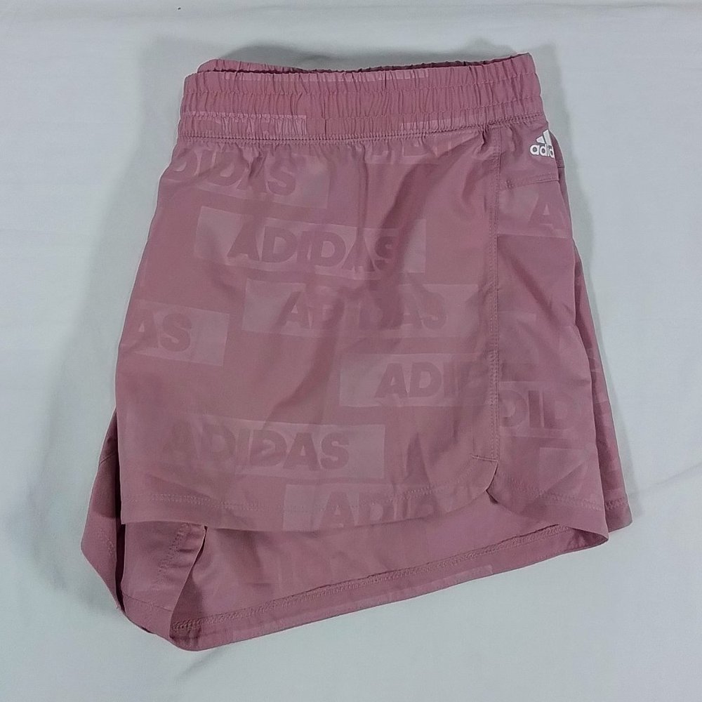 Adidas Women's Pacer Woven Deboss Shorts-Magic Mauve-Size XL-HK7541-New with Tag - Picture 3 of 3